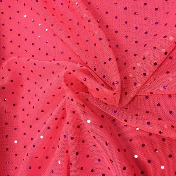 Pink Hologram Sequin Net